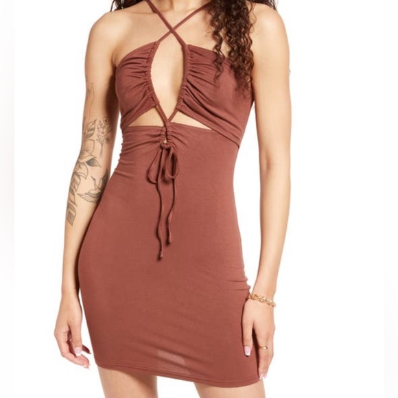 BP Nordstrom Nights Out Cut Out Halter Mini Dress NWT - Picture 1 of 12